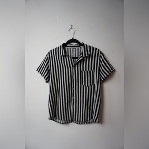 Black and White Striped Button Up Blouse (M)